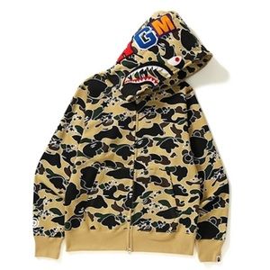 Babe Sta Camo Shark Full Zip Hoodie, Yellow